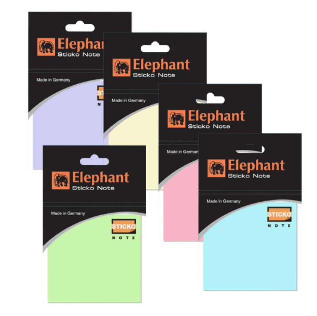 สติกโก้โน้ต ตราช้าง <br> 75x75mm. <br> 100ผ./พับ สีพาสเทล