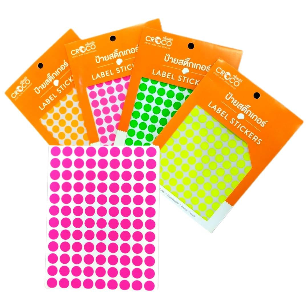 สติกเกอร์วงกลม สีสะท้อนแสง <br> ครอคโค 12มม. 1,080ดวง/แพ็ค