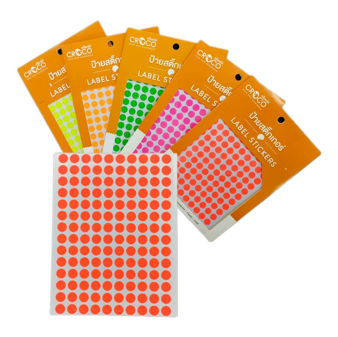 สติกเกอร์วงกลม สีสะท้อนแสง <br> ครอคโค 10มม. 1,400ดวง/แพ็ค