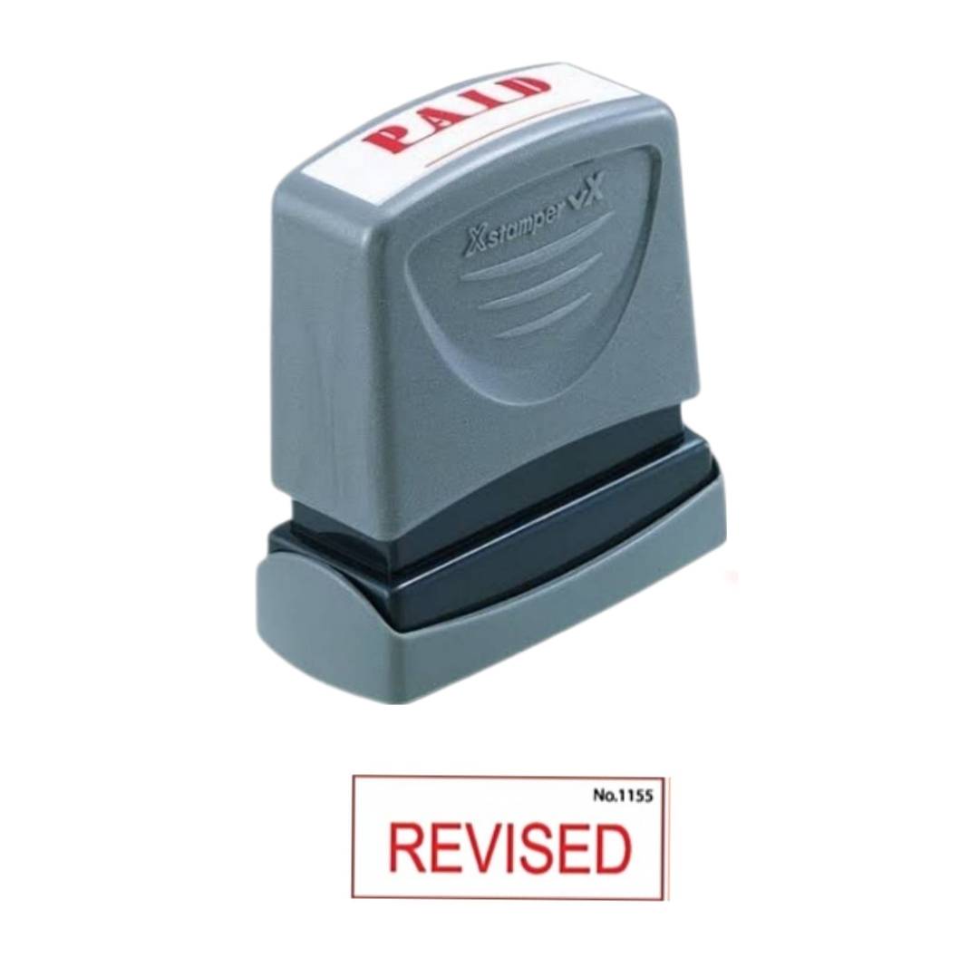 ตรายางหมึกในตัว Xstamper <br> REVISED หมึกสีแดง
