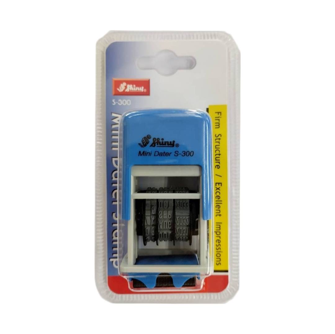 ตรายางวันที่ หมึกในตัว <br> ชินนี่ S-300 <br>เดือนอังกฤษ เลขอารบิก หมึกสีน้ำเงิน
