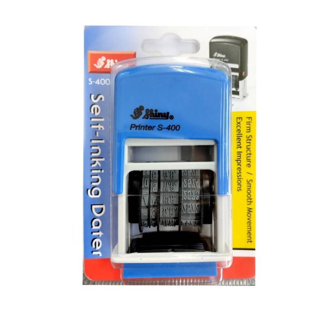 ตรายางวันที่ หมึกในตัว <br> ชินนี่ S-400 <br> เดือนไทย เลขอารบิก หมึกสีน้ำเงิน
