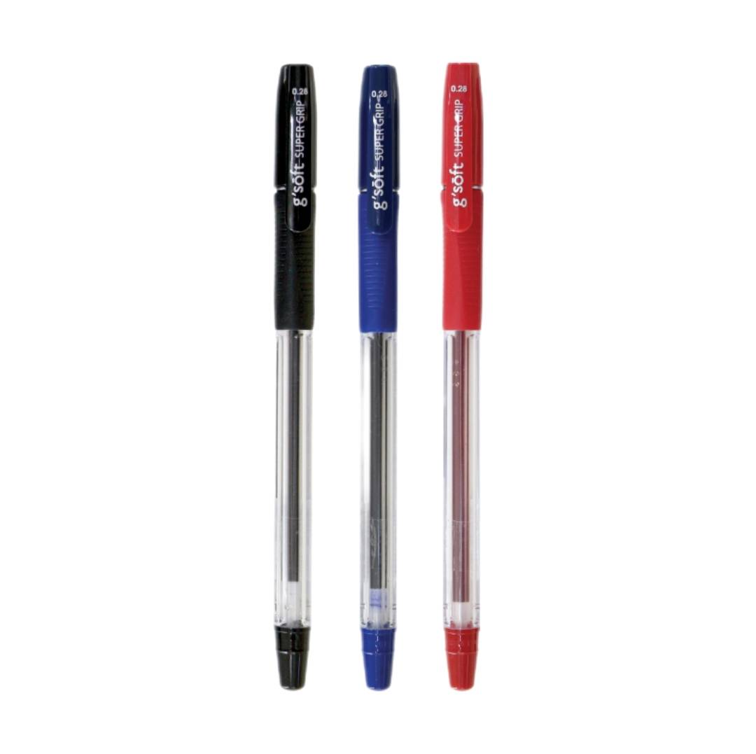 ปากกาลูกลื่น จีซอฟท์ SUPER GRIP <br> 0.28มม.  12ด้าม/แพ็ค