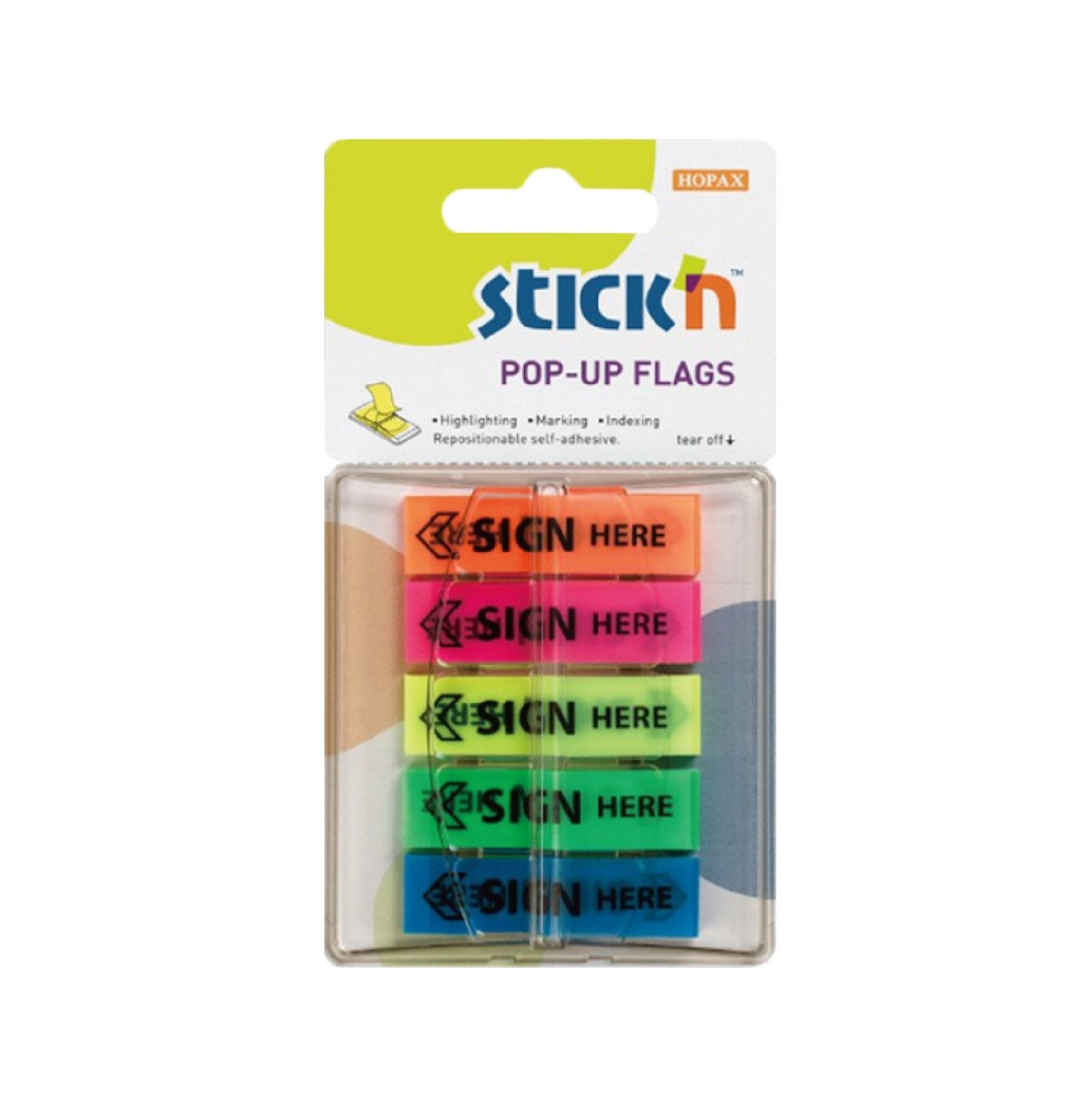 ฟิล์มอินเด็กซ์ Stick'N <br>Sign Here 26004<br> 1.7x4.7นิ้ว 30แผ่น x 5สี