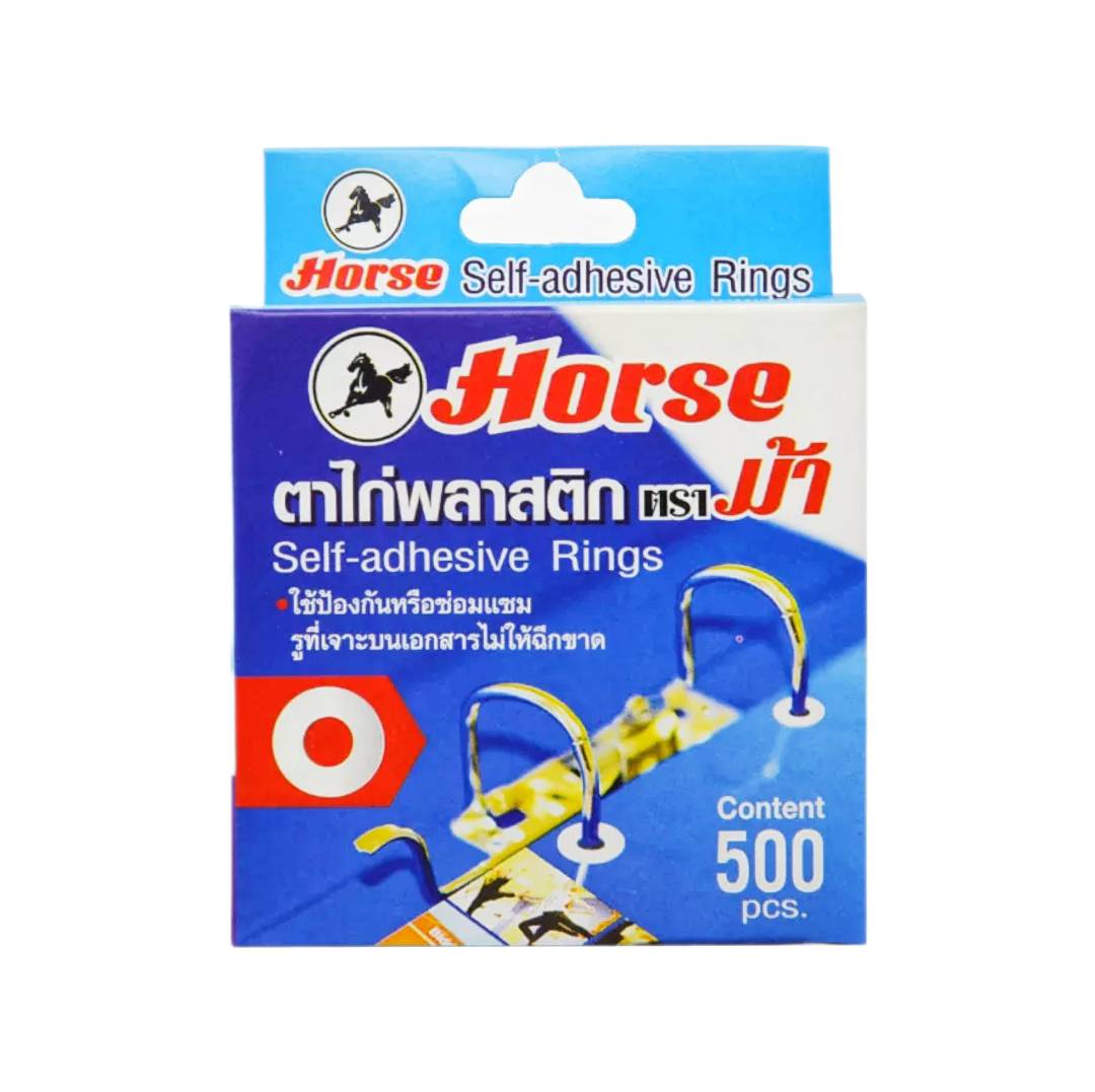 ตาไก่พลาสติก ตราม้า <br> 500ดวง/กล่อง (สติ๊กเกอร์)