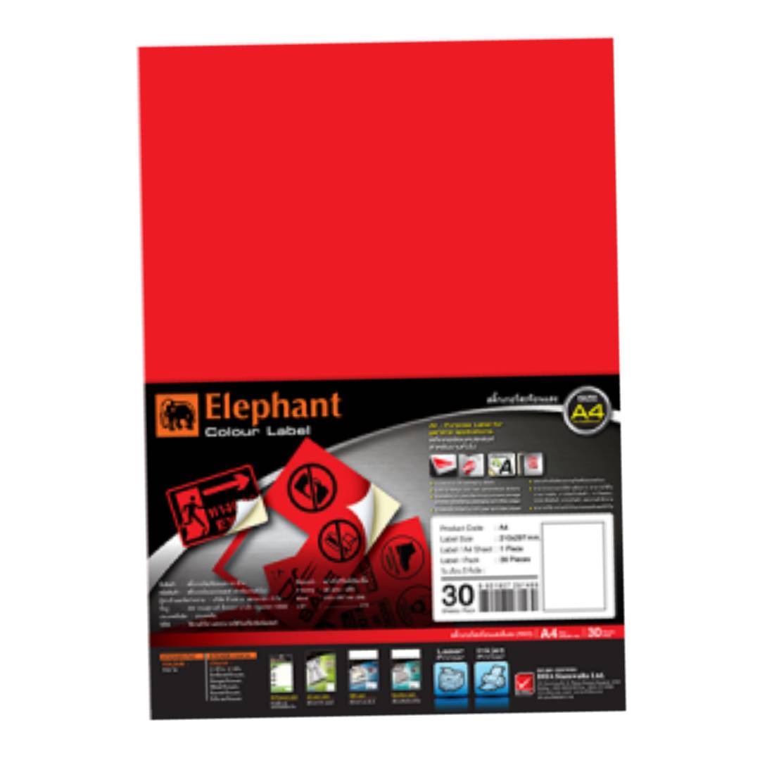 สติกเกอร์สะท้อนแสง ตราช้าง <br> A4 30แผ่น/แพ็ค