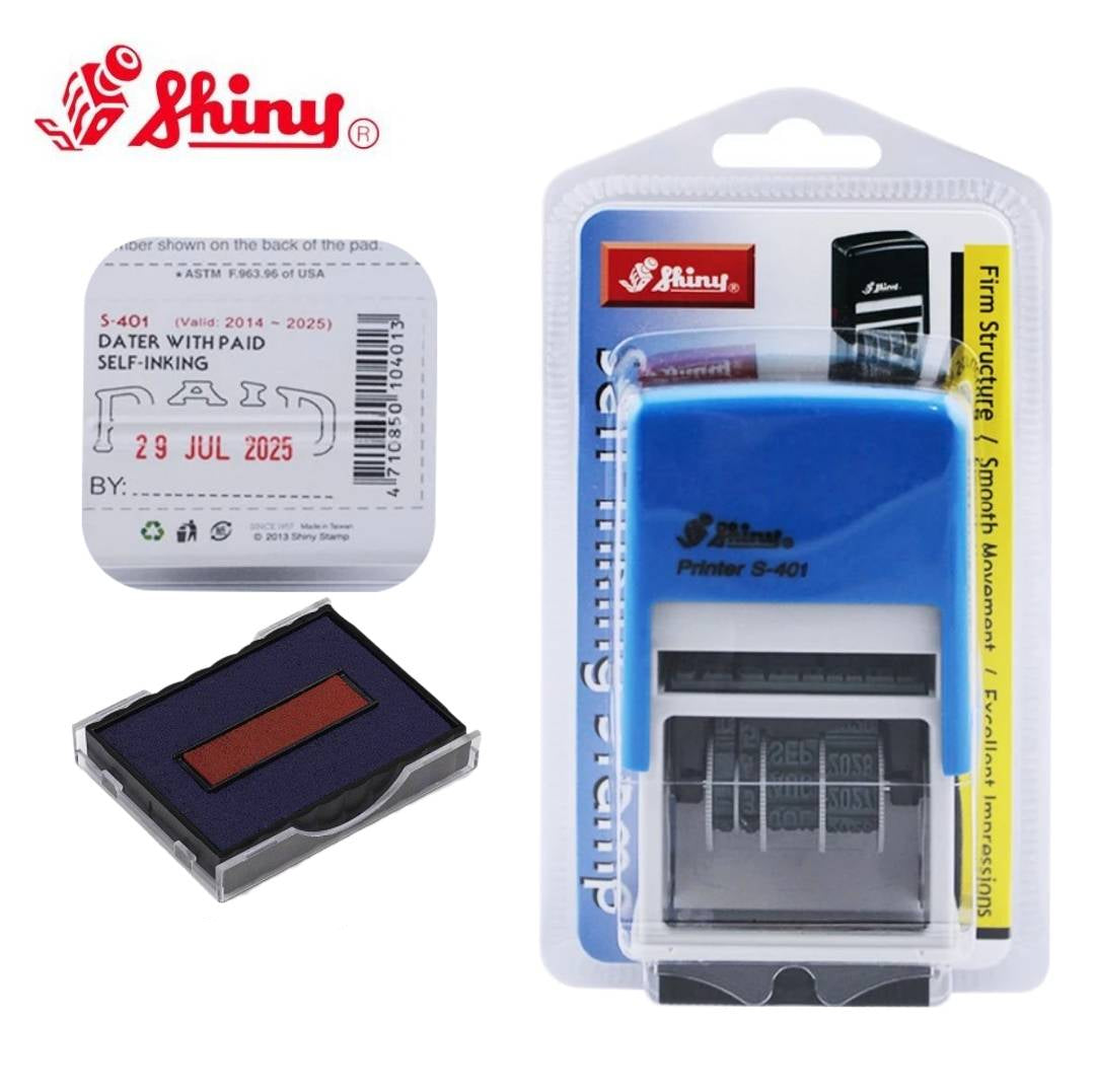 ตรายางหมึกในตัว <br> ชินนี่ S-401 วันที่+PAID