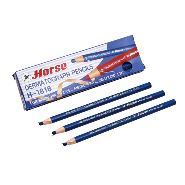 ดินสอเขียนกระจก ตราม้า <br> H-1818 สีน้ำเงิน (12แท่ง/กล่อง)