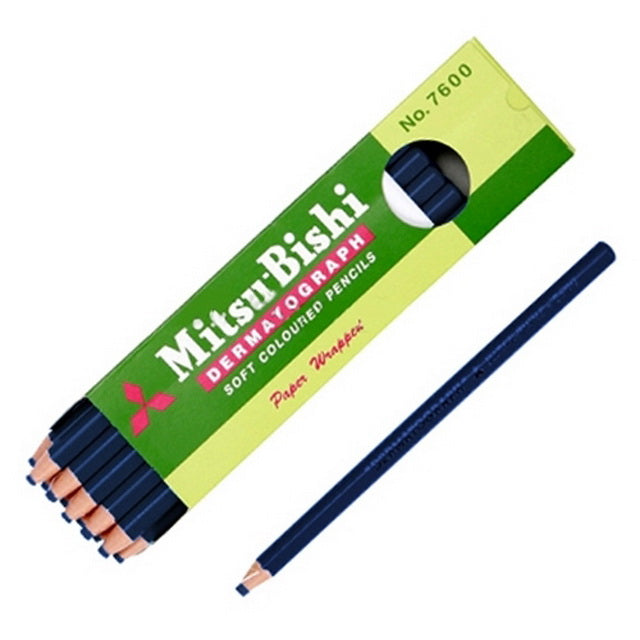 ดินสอเขียนกระจก มิตซูบิชิ <br> 7600 สีน้ำเงิน (12แท่ง/กล่อง)