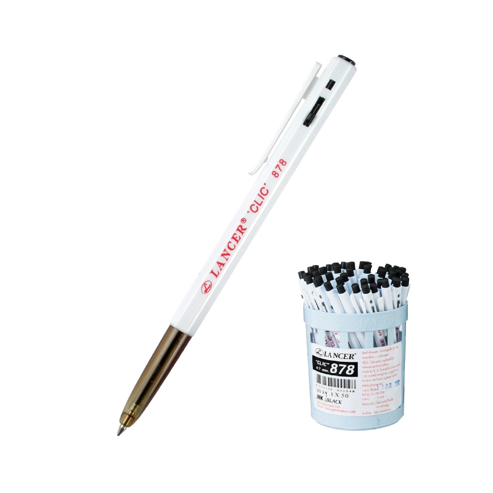 ปากกาลูกลื่น แลนเซอร์ <br>Clic 878 50ด้าม/กระปุก