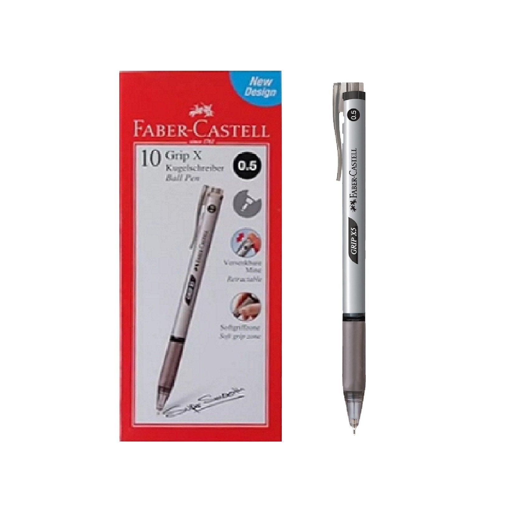 ปากกาลูกลื่น เฟเบอร์ <br>คาสเทล Grip X5 0.5มม. <br>10ด้าม/กล่อง