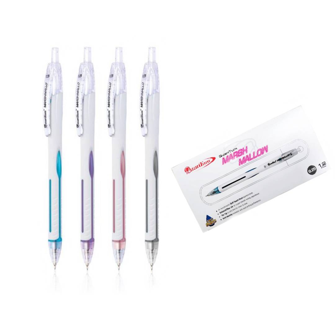 ปากกาลูกลื่น ควอนตั้ม มาร์ชเมลโล่ <br> 0.29มม. สีน้ำเงิน 12ด้าม/กล่อง