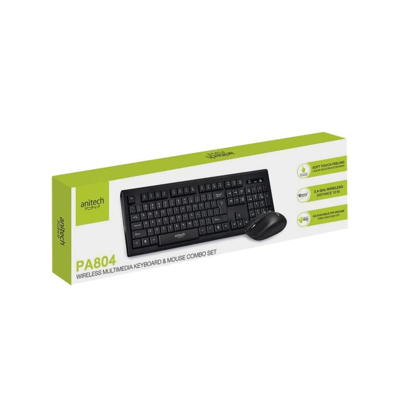 แป้นพิมพ์แบบไร้สาย+เม้าส์ไร้สาย anitech <br>PA804