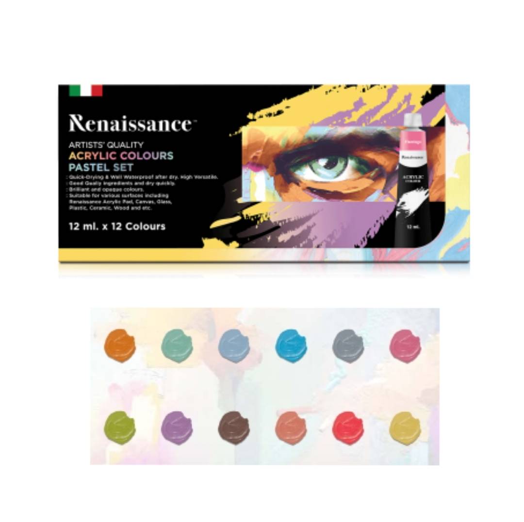 สีอะคริลิค เรนาซองซ์ <br> รุ่น พาสเทล 12มล.x12สี