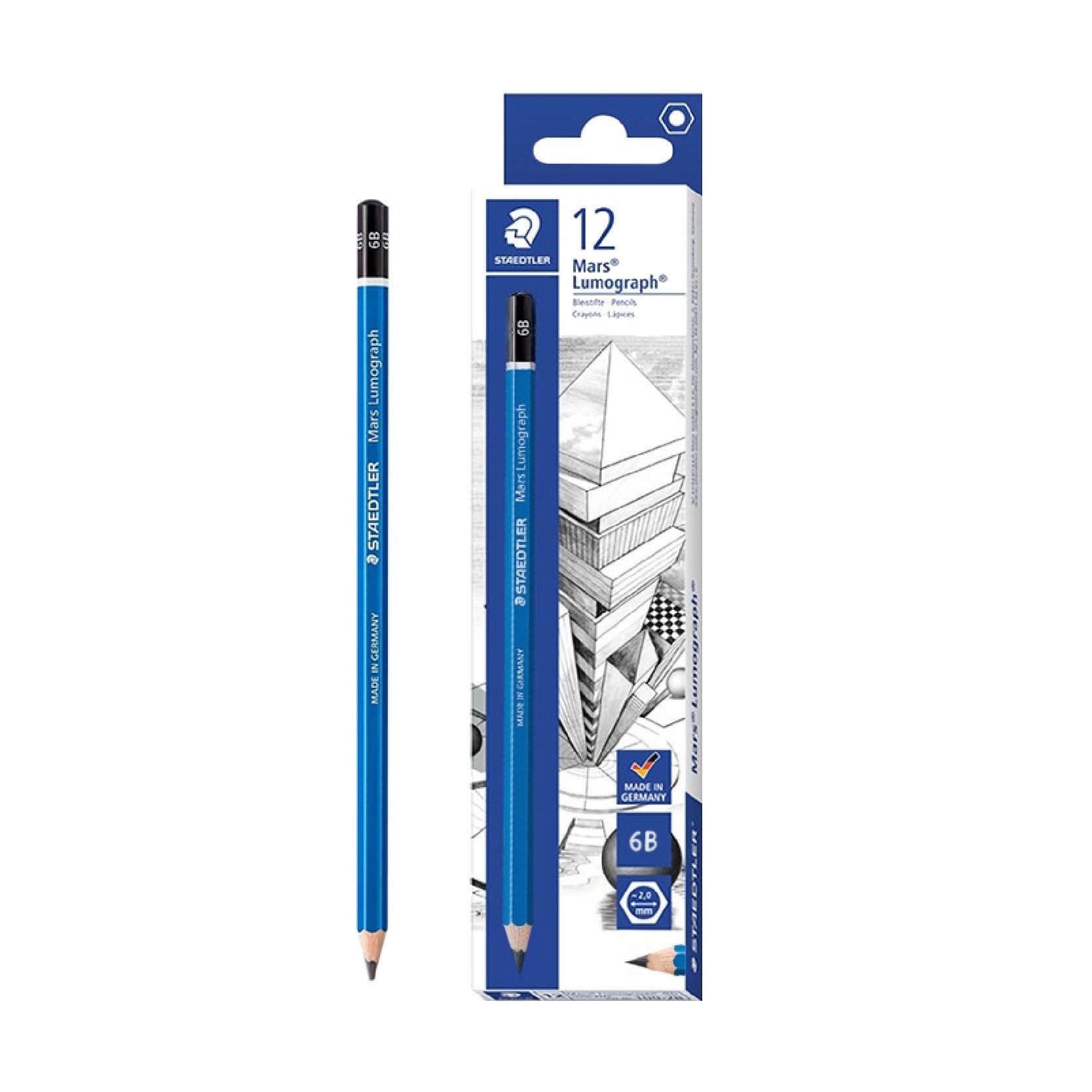ดินสอวาดเขียน สเต็ดเล่อร์ <br>Lumograph 100  6B (12แท่ง/กล่อง)