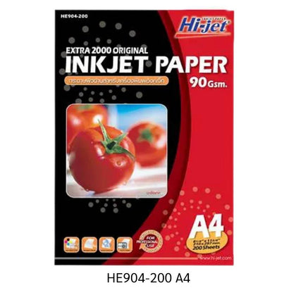 กระดาษ INK JET HI-JET <br> ผิวด้าน HE904-200 EATRA <br> 90g A4 200แผ่น/ห่อ
