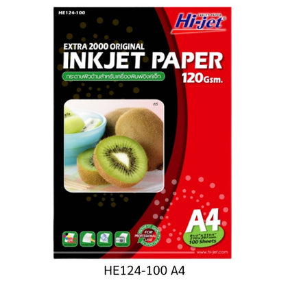 กระดาษ INK JET HI-JET <br> ผิวด้าน HE124-100 EATRA <br> 120g A4 100แผ่น/ห่อ