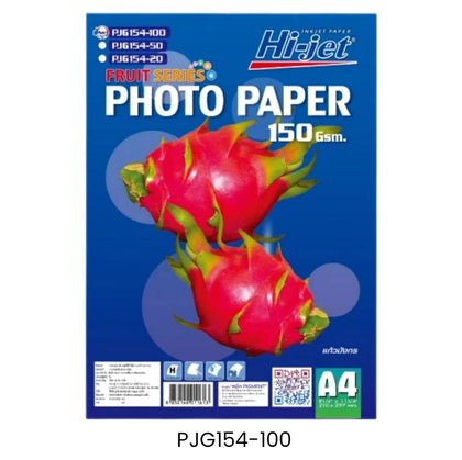 กระดาษ INK JET HI-JET <br> ผิวมัน PJG154-100 <br> 150g A4 100แผ่น/ห่อ