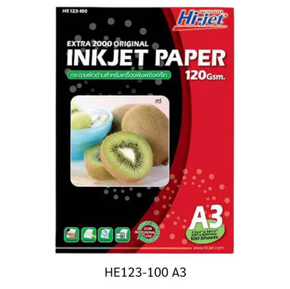 กระดาษ INK JET HI-JET <br> ผิวด้าน HE123-100 EATRA <br> 120g A3 100แผ่น/ห่อ