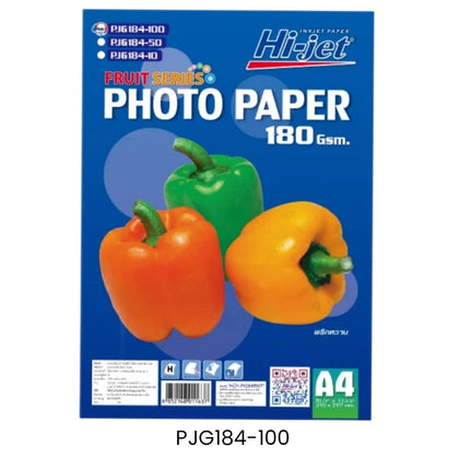 กระดาษ INK JET HI-JET <br> ผิวมัน PJG184-100 <br> 180g A4 100แผ่น/ห่อ