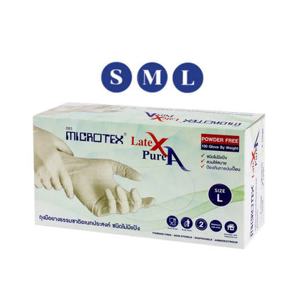ถุงมือยางธรรมชาติ ชนิดไม่มีแป้ง <br> ไมโครเท็กซ์ Latex Pure A