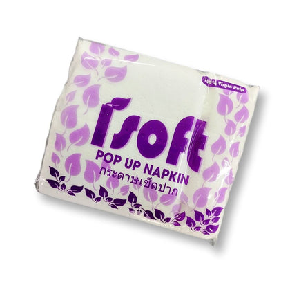 กระดาษเช็ดปาก หนา 1ชั้น <br> isoft 200แผ่น/ห่อ
