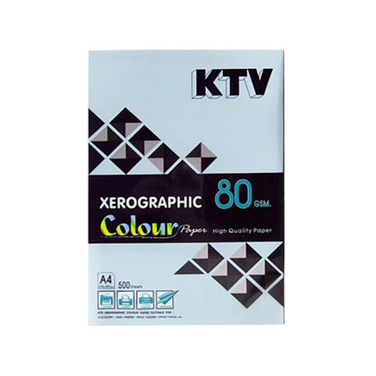 กระดาษปอนด์ KTV 80g <br>A4 500แผ่น/รีม สีฟ้า