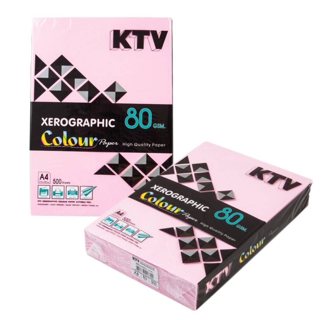 กระดาษปอนด์สี KTV 80g <br> A4 500 แผ่น/รีม สีเข้ม