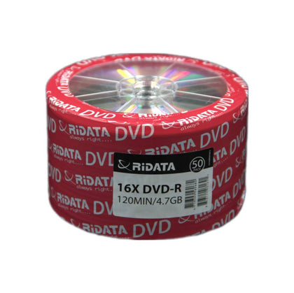 แผ่น DVD-R 4.7GB 16X <br> Ridata 50แผ่น/แพ็ค