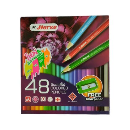 ดินสอสีไม้ ตราม้า 2080 <br> 48สี แท่งยาว