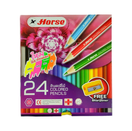 ดินสอสีไม้ ตราม้า 2080 <br> 24สี แท่งยาว