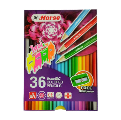 ดินสอสีไม้ ตราม้า 2080 <br> 36สี แท่งยาว