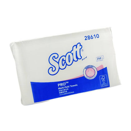 กระดาษเช็ดมือ Scott Multi-Fold <br> Towels 28610 1ชั้น 250แผ่น/ห่อ